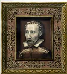 Porträtt av Bernard Palissy, avrättad i lergods av honom själv - i "The work of Bernard Palissy" av C. Delange och C. Borneman, Paris