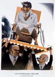 Tecknad av Louis-Ferdinand Celine (1894-1961) (Louis Ferdinand Celine) - Illustration av Bernard Becan (Bernhard Kahn) (1890-1943) i "" Fantasio""" av 1933-01-15