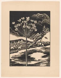 Svanblomma i ett landskap