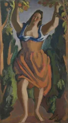 Plocka frukt, ca 1940 (olja på duk)