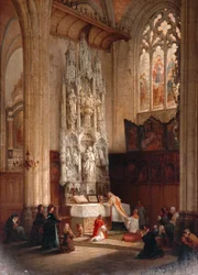 Interiör Av Kyrkan St Waudru, Mons