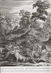Actaeon förvandlades till en hjort och slukade av sina hundar 1731