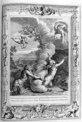 Arethusa förföljdes av Alpheus och förvandlades till en fontän, 1733