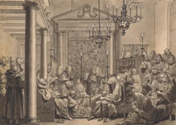 Den stora försoningsdagen i Övre synagogan i Amsterdam