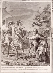 Phineus befrias från Harpies av Calais och Zethes, 1731