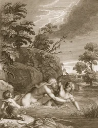 Salmacis och Hemaphroditus förenade i en kropp, 1731