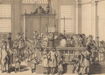 Läsning av lagen i den portugisiska synagogan i Haag