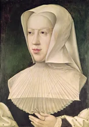 Marguerite de Habsbourg (1480-1530) hertiginna av Savojen (olja på panel)