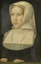 Porträtt av Margareta av Österrike (olja på panel)