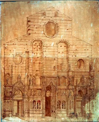 Fasad av katedralen (duomo) i Florens. Ritning i penna och blod av Bernardino Poccetti (Bernardino Barbatelli) (1548-1612) Dim. 101x58 cm Florens, Museo del 