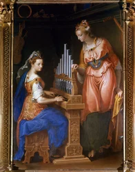 S:ta Cecile spelar orgel och S:ta Katarina