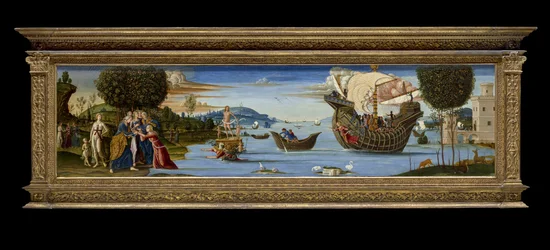 The Beloved of Enalus Sacrificed to Poseidon and Spared, c.1512 (tempera, olja & bladguld på trä)
