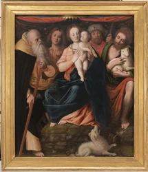 Madonna och barn med de heliga Anthony Abbot, Sebastian, Rocco och Johannes Döparen, 1534