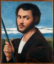 Porträtt av en man par Licinio, Bernardino (ca 1489-ca 1565). Olja på duk, storlek: 32x25,5, första halvan av 1500-talet, Fondazione Cini, Venezia