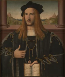 Porträtt av Alberto Pio, 1512