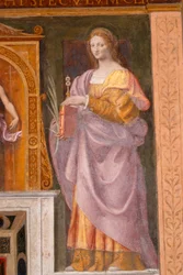 Sankta Lucia, fresk av Bernardino Luini i San Maurizio-kyrkan vid Maggioreklostret, Milano, Lombardiet, Italien