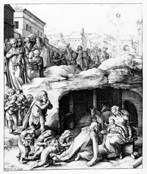Magiernes tilbedelse, indgraveret af Hendrik Goltzius, ca. 1585 sverige