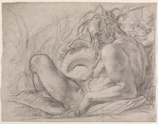 The River God Tiber (Studera för en fresk, Miracle of the Snow, eller Foundation of Santa Maria Maggiore, Rom i Canigiani-kapellet i S. Felicita, Florens)
