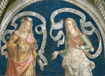 Le prophete Jeremie et la sibylle phrygienne - Profeten Jeremiah och den frygiska sibylla, av Pinturicchio, Bernardino, Workshop of (1454-1513). Fresk
