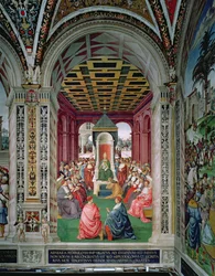 Aeneas Sylvius Piccolomini (1405-1464) underkastar sig påven Eugene IV (1383-1447) 7 februari