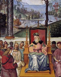 Påven Pius II möter kungen Jakob I av Skottland. Detalj av påven Pius II:s liv (fresko