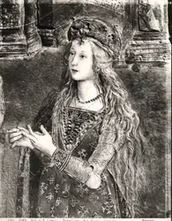 Den heliga Katarina, möjligen ett porträtt av Lucrezia Borgia (1480-1519), ur serien Helgonens liv, Sala dei Santi, 1492-94