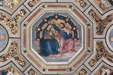 Jungfruns kröning, korets valv, av Pinturicchio (Bernardino di Betto) (1454-1513) - 1508-1510, basilikan Santa Maria del Popolo (kyrkan Santa Maria del Popolo), Rom