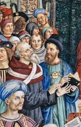 Piccolomini-biblioteket, sydvästra väggen: “ Pius II presiderar över dieten i Mantua, 1 juni