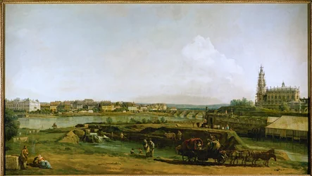 Dresden, Tyskland, sett från Elbes vänstra strand, nedanför befästningsverken (olja på duk)
