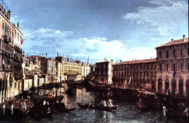 Canal Grande, Venedig, med utsikt söderut till Rialtobron