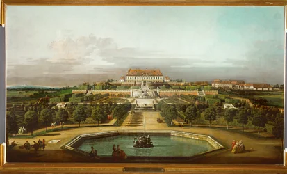 Slottet Schlosshof sett från trädgården (olja på duk)