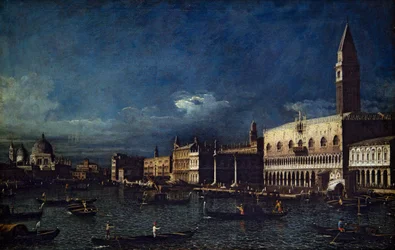 Två venetianska vyer, Canal Grande och Molo mot väster (på duk)