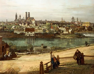 Utsikt över München från Haidhausen med floden Isar i centrum, detalj