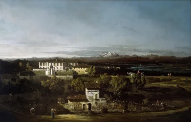 Utsikt över Villa Perabò, senare Melzi, i Gazzada, 1744.