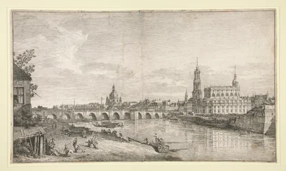 Utsikt över bron vid Dresden över Elbe