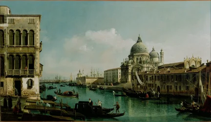 Utsikt över Canal Grande: Santa Maria della Salute och Dogana från Campo Santa Maria Zobenigo