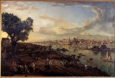 Utsikt över staden Warszawa från förorten Prag Målning av Bernardo Bellotto (1720-1780)