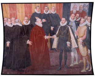 Möte mellan den genuska dogen Giacomo Durazzo Grimaldi och John av Österrike (Fresco