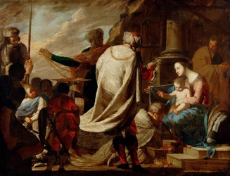 ""Adoration des mages"" (Adoration of the Magi) Peinture de Bernardo Cavallino (1616-1656) vers 1640 - Olja på duk Dim 101,5x127 cm Art History Museum, Vienne