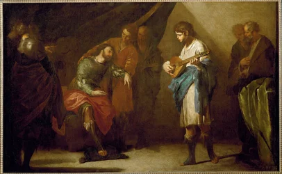 David spelar inför Saul (olja på duk)