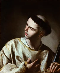 ""Saint Laurent"" (Saint Lawrence) Målning av Bernard Cavallino (1616-1656) - 1640-talet - Olja på duk - Dim 65,5x53,5 cm Lazaro Galdiano Museum, Madrid