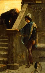 The minstrel, av Bernardo Celentano (1835-1863), olja på duk, 63x46 cm, Palazzo San Giacomo, Neapel.