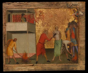 Saint Reparata torterad med glödheta strykjärn, ca 1327-48 (tempera på trä)