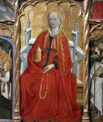 Maria Magdalena, detalj från altartavlan i St Maria Magdalena (1437-1452), av Bernat Martorell (ca 1400-1452), målad på trä. Katalansk gotisk konst.