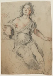 Allegorisk figur, ca 1635 (svart krita med röd krita )
