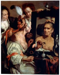 Gammal kokett, vanitas, efter 1630