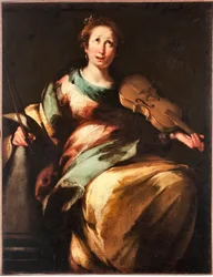 Representation av Saint Cecilia eller "" Allegorie de la Musique" (St cecilia eller allegori av musiken) Målning av Bernardo Strozzi (1581-1644)