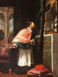 St Charles Borromeo, av Bernardo Strozzi (1581-1644), Kapucinernas kyrka, Sarzana, Italien
