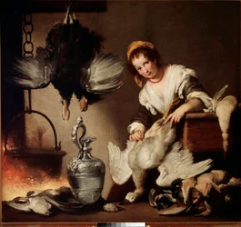 Kocken Kvinnan VVS ankor. Målning av Bernardo Strozzi