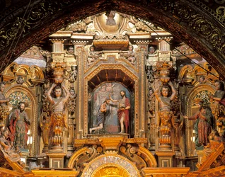 Altartavla av kyrkan i San Francisco, Quito, Pichincha, Ecuador